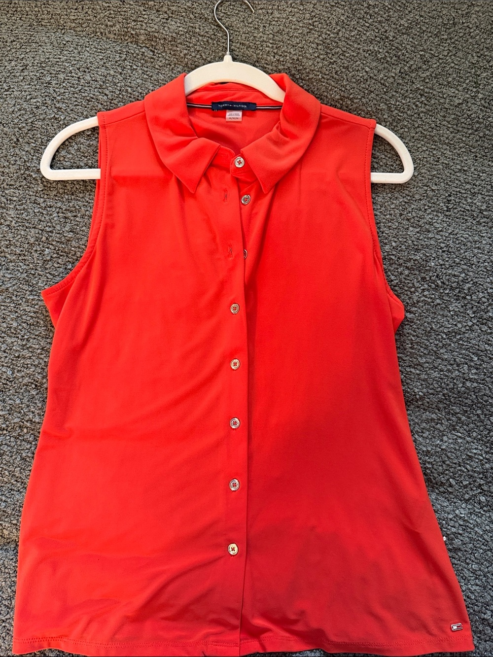 Tommy Hilfiger Orange Sleeveless Button-Front Shirt